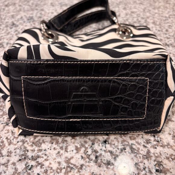 Y2K Kathy Van Zeeland Zebra Mini Tote Bag Purse Hangbag Satchel Top Handle Vtg - Picture 3 of 12